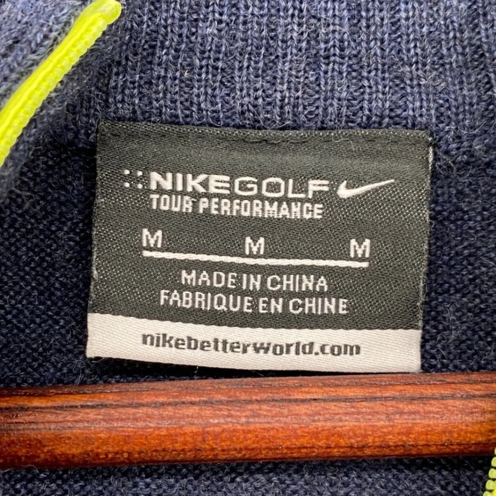 Nike Golf Tour Performance Mens Medium Merino Wool Blend 1/4 Zip Sweater 482195
